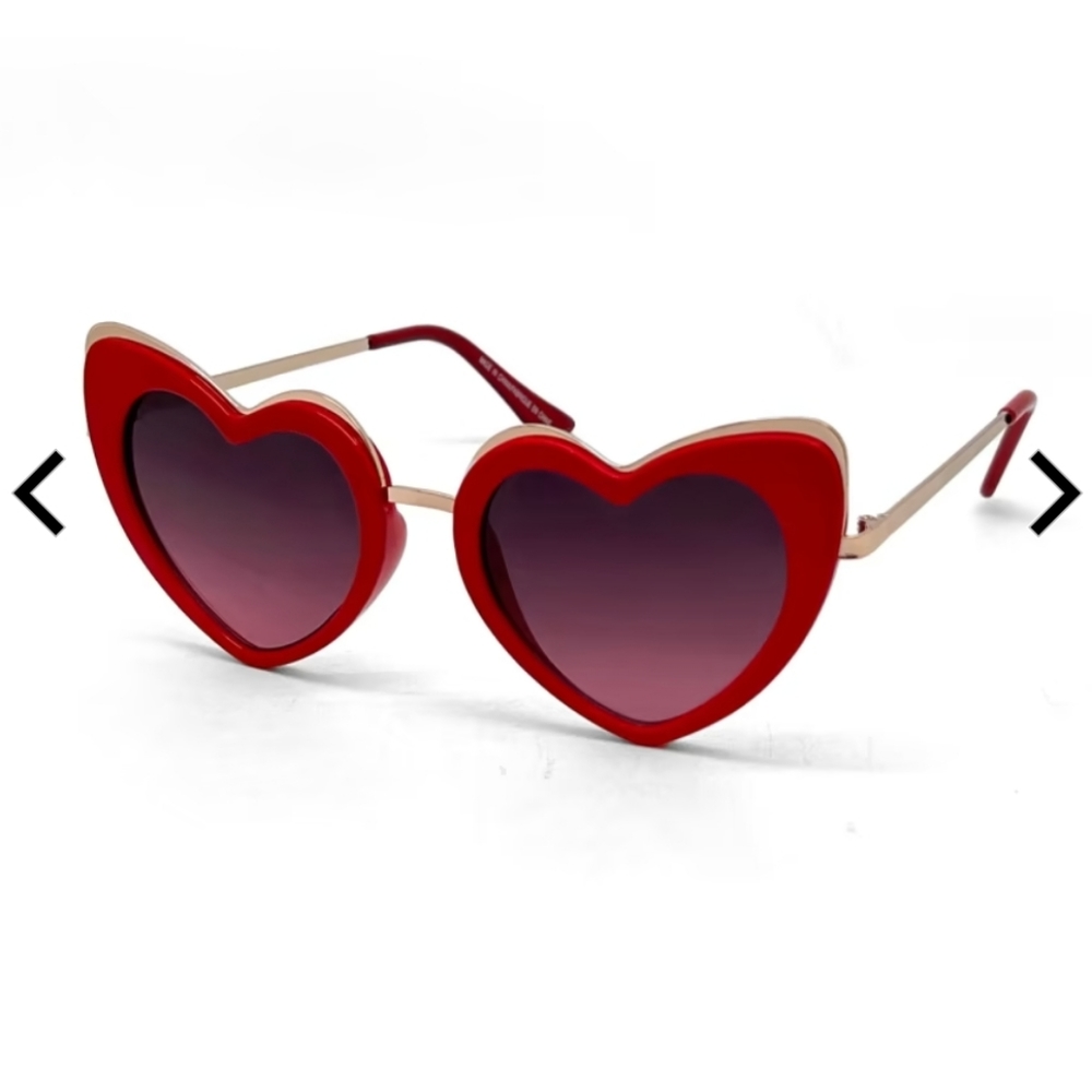 Red Metal Heart Shaped Sunglasses